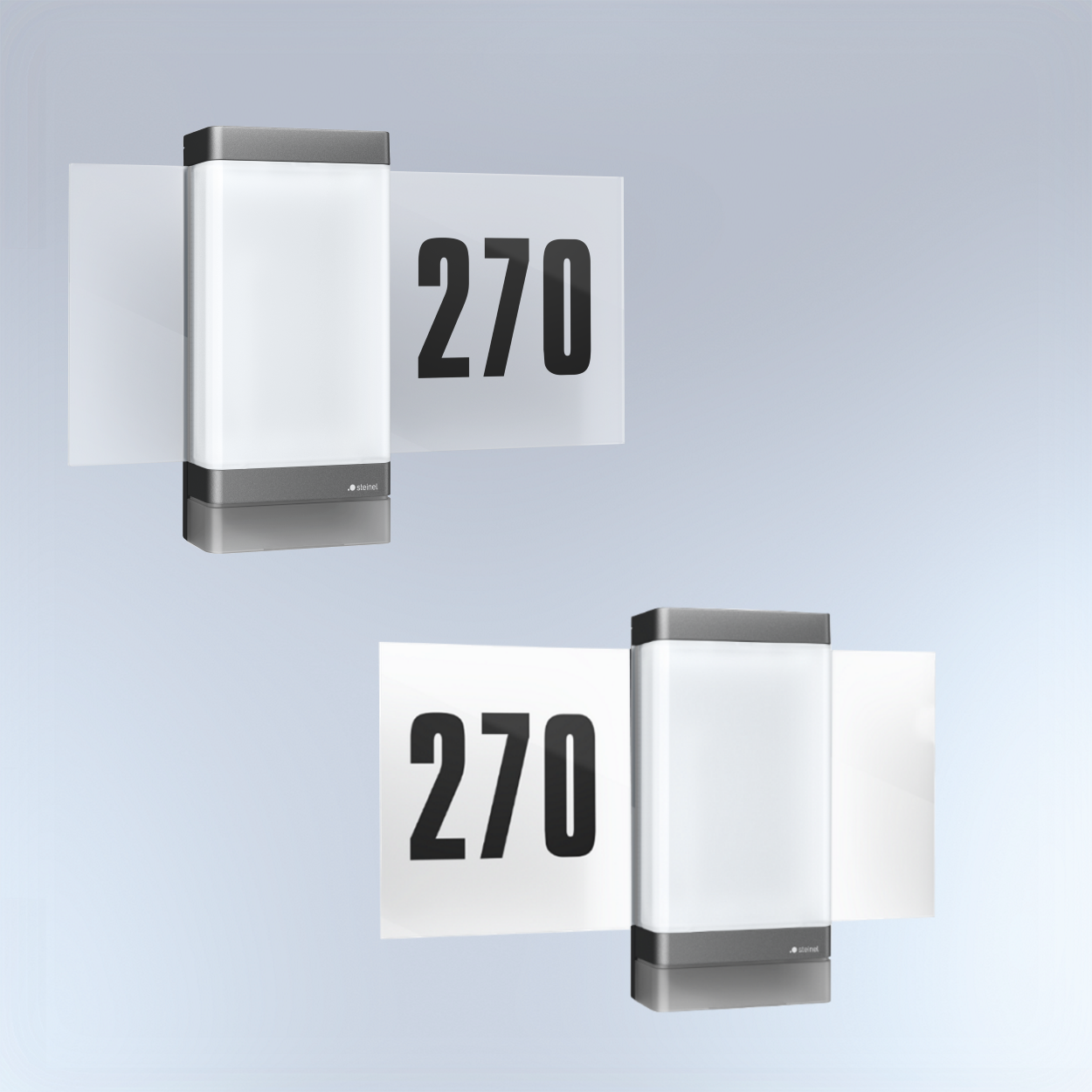 House number panel mountable on both sides